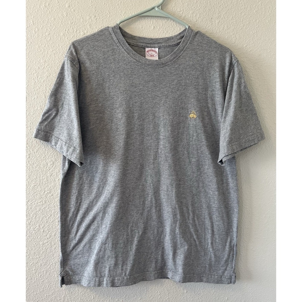 Brooks Brothers Men's T-Shirt Size Large Gray Logo Flying Pig Short Sleeve